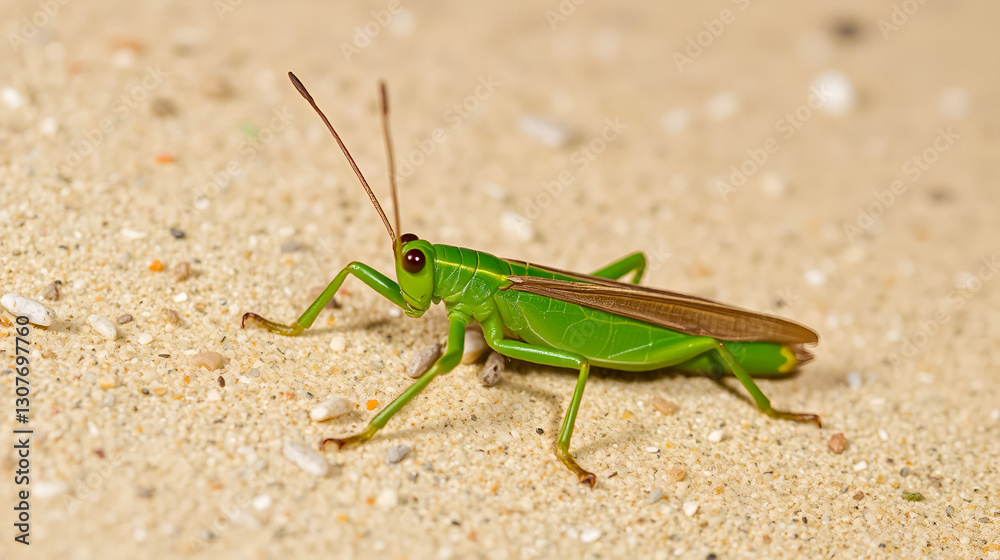 green funny grasshoper locust on the sand green funny grasshoper locust on the sand