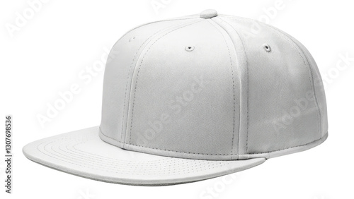 White Flat Brim Baseball Cap Mockup Isolated on Transparent Background, Headwear Design Template, baseball cap, mockup, hat