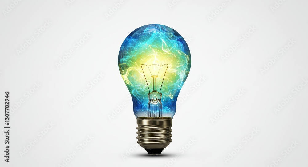 Bright Ideas Illuminated - A glowing lightbulb filled with vibrant blue and green energy, symbolizing innovation and new ideas Bright Ideas Illuminated - A glowing lightbulb filled with vibrant blue and green energy, symbolizing innovation and new ideas
