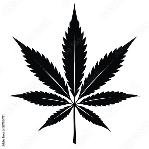 Black and White Cannabis Leaf - Vector Illustration,
Marijuana Leaf Silhouette - Botanical Line Art,
Hemp Leaf Tattoo Design - Monochrome Aesthetic.