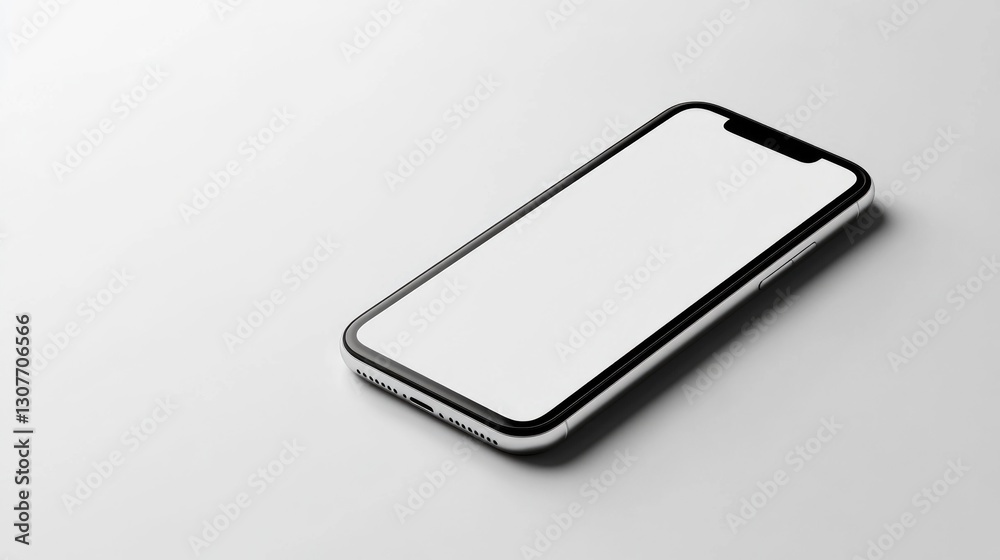 Minimalist smartphone on white background with blank screen Minimalist smartphone on white background with blank screen