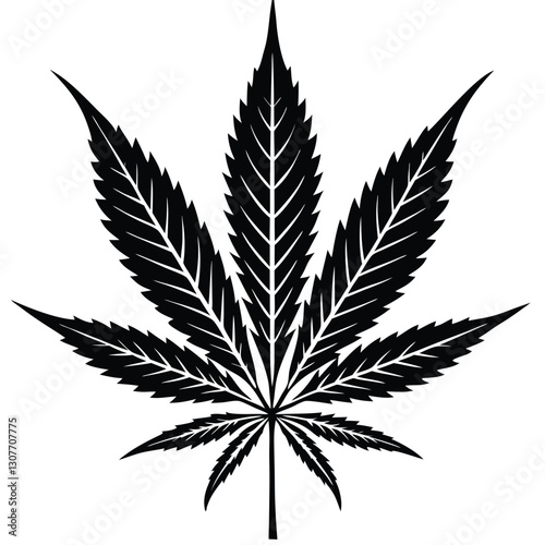 Black and White Cannabis Leaf - Vector Illustration,
Marijuana Leaf Silhouette - Botanical Line Art,
Hemp Leaf Tattoo Design - Monochrome Aesthetic.