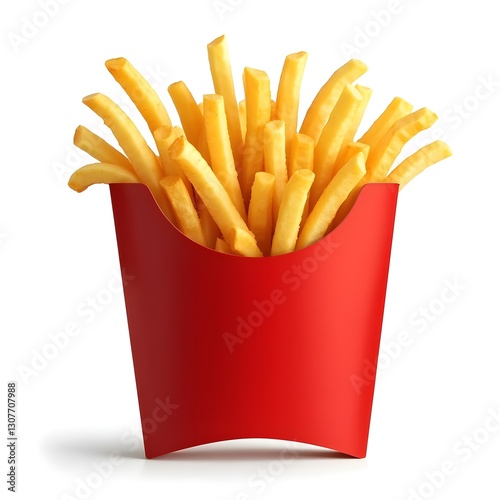 Golden and Crispy French Fries in Red Cardboard Container – Close-Up Food Photography