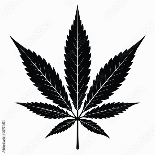 Black and White Cannabis Leaf - Vector Illustration,
Marijuana Leaf Silhouette - Botanical Line Art,
Hemp Leaf Tattoo Design - Monochrome Aesthetic.