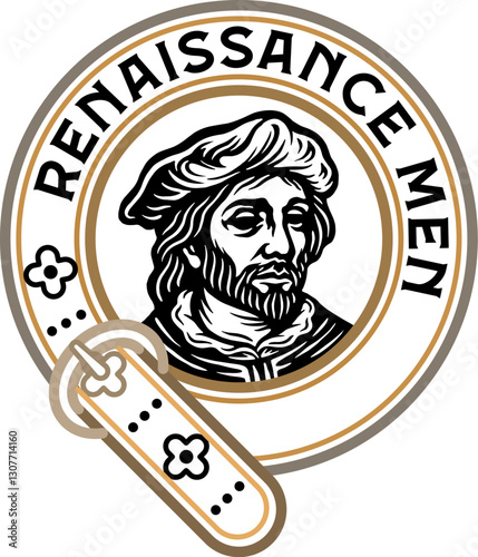 Renaissance man logo badge illustration