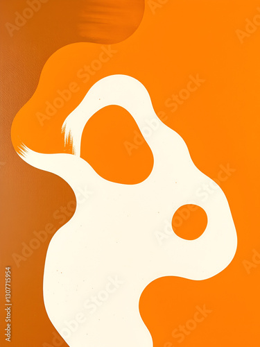Abstract orange and white organic form.