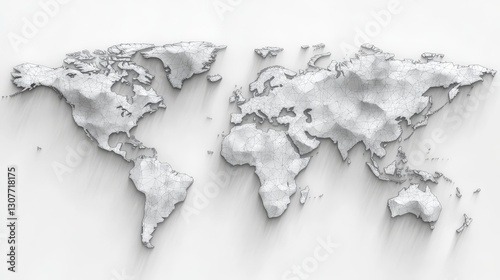 Fototapeta Naklejka Na Ścianę i Meble -  Wireframe world map with polygon shapes for data visualization. 