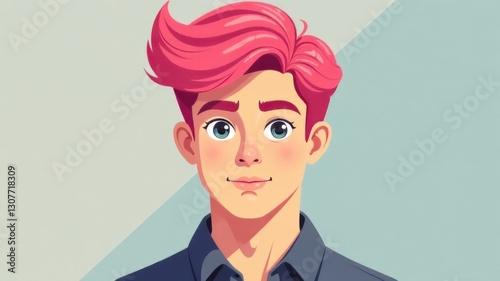 Wallpaper Mural illustration of portrait avatar of guy with pink hair in front of camera Torontodigital.ca