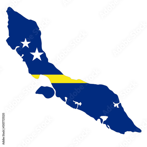 Curaçao flag on the map
