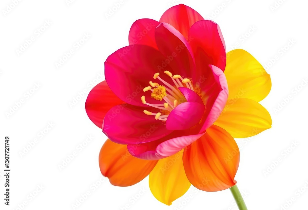 A single vibrant bloom, petals unfurled, isolated against a pure white backdrop, clear, flower A single vibrant bloom, petals unfurled, isolated against a pure white backdrop, clear, flower