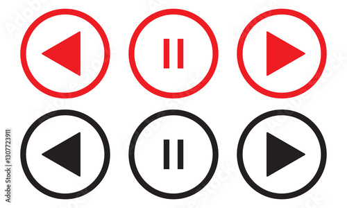 Play button icon set. Start symbol vector illustration isolated. Web media interface play sign.
