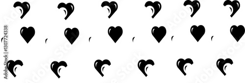 A set of black and white hearts. Vector illustration. The concept of celebrating Valentine's Day on March 8th