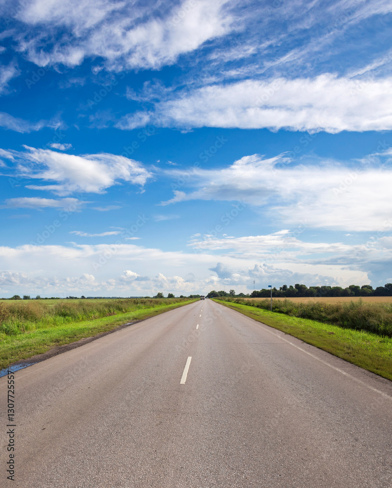 Long road with a clear blue sky above it Long road with a clear blue sky above it