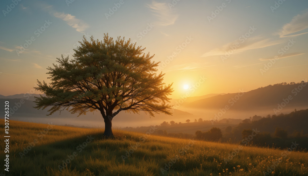 Beautiful sunset over a serene landscape. Beautiful sunset over a serene landscape.