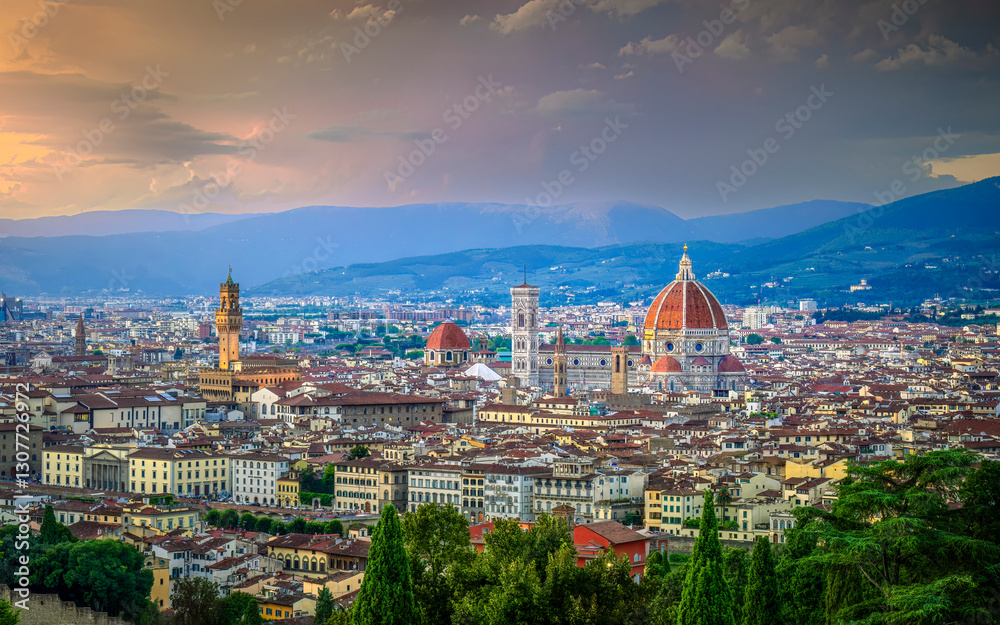 Fototapeta premium Florence Italy at sunset summer