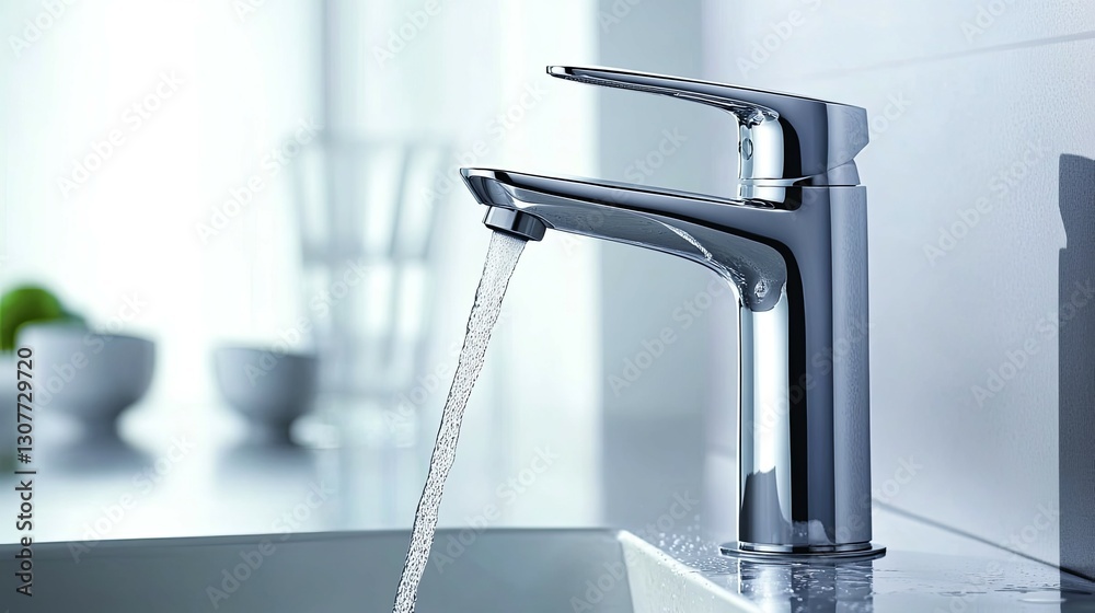Sleek Chrome Faucet: Modern Minimalist Bathroom Design Sleek Chrome Faucet: Modern Minimalist Bathroom Design