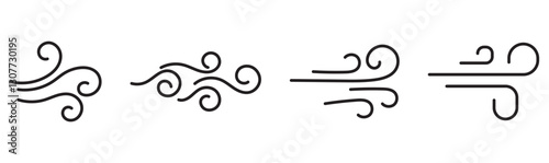 Wind blow line icon fresh vector cloud air isolated speed symbol. Wind blow air line icon logo.
