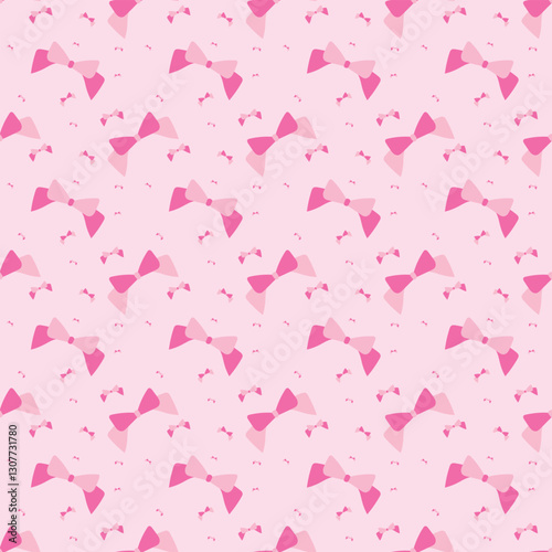 Cute kawaii pink ribbon pattern background