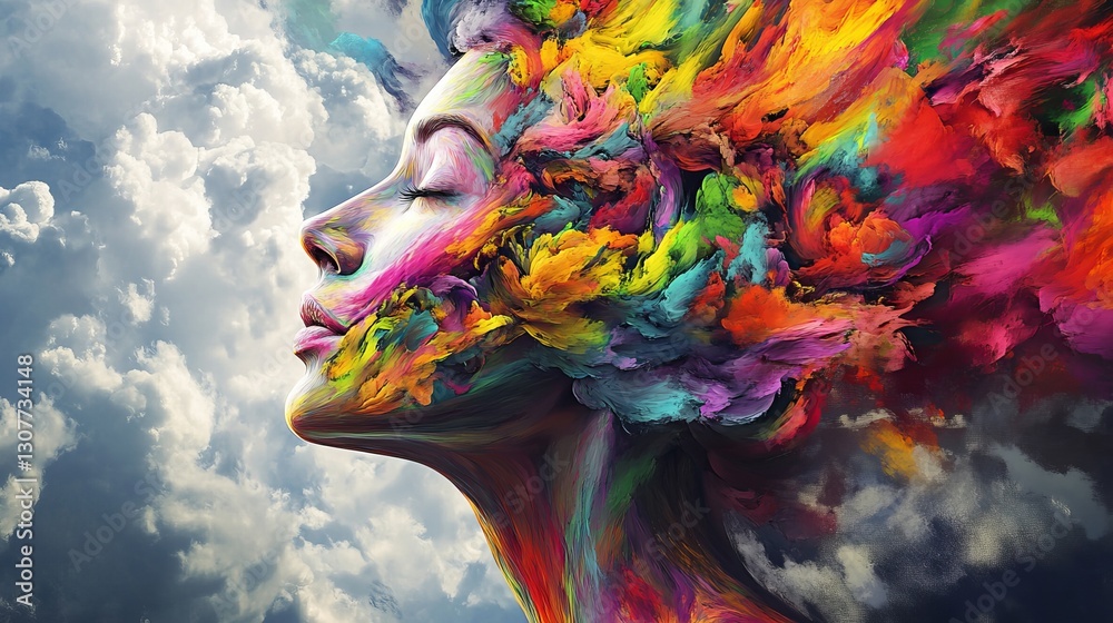 Fototapeta premium Take care of your mind and well-being. Think positively and let your creativity flow.