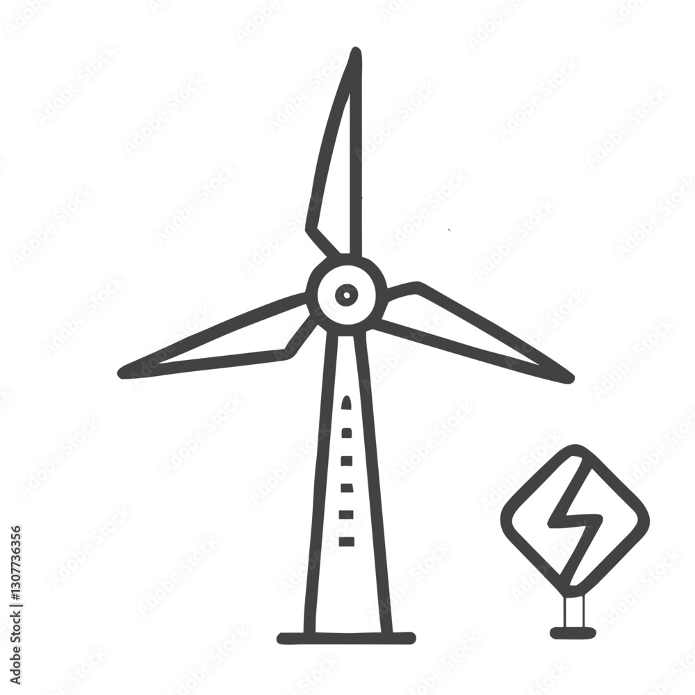 Wind Turbine with Energy Symbol Icon for Renewable Power Education, Sustainable Technology Websites, Environmental Conservation and Green Energy Materials Wind Turbine with Energy Symbol Icon for Renewable Power Education, Sustainable Technology Websites, Environmental Conservation and Green Energy Materials