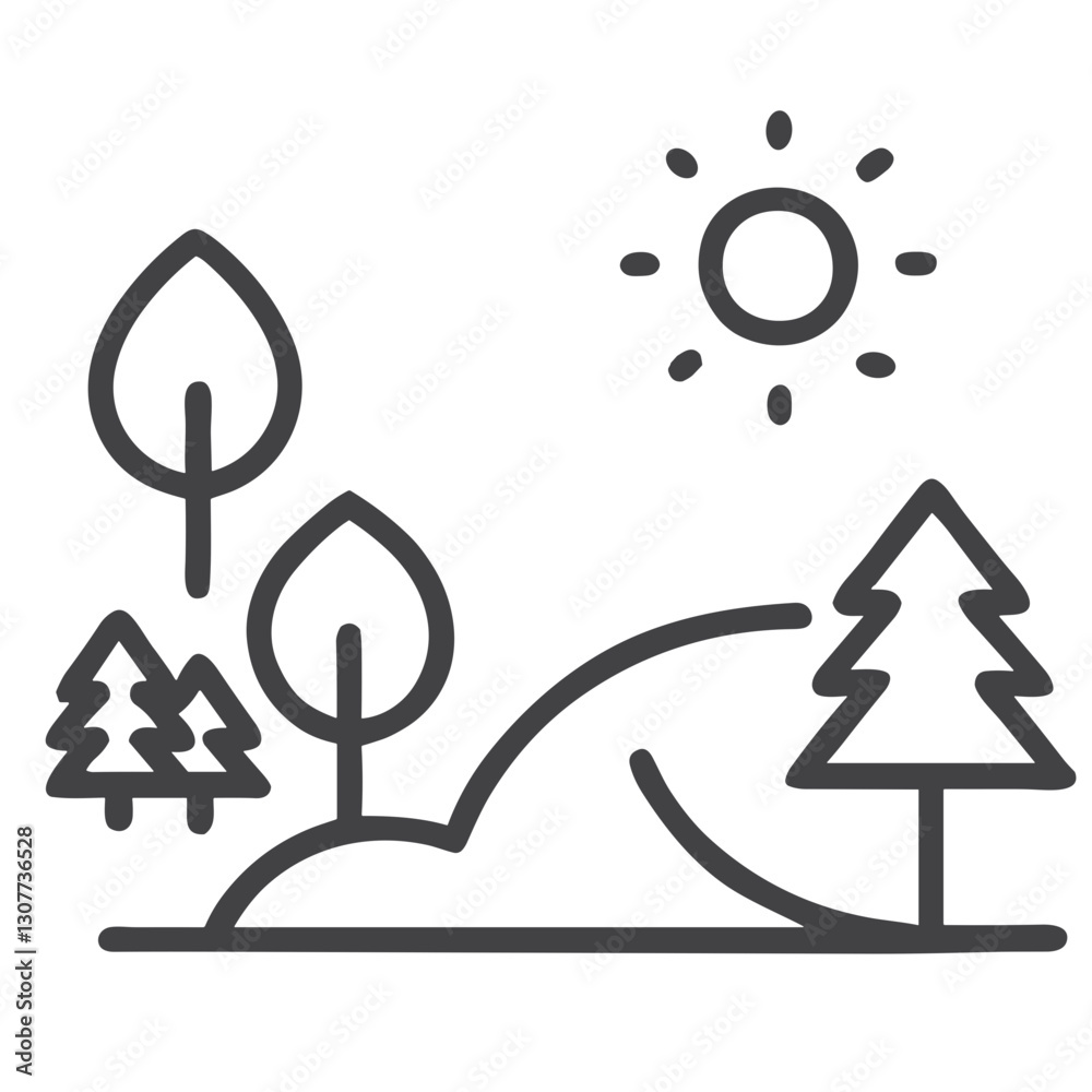 Nature Walk with Trees Icon for Outdoor Activity Apps, Hiking Websites and Environmental Education Materials about Forest Trails and Recreation for Healthy Lifestyle Promotion Nature Walk with Trees Icon for Outdoor Activity Apps, Hiking Websites and Environmental Education Materials about Forest Trails and Recreation for Healthy Lifestyle Promotion