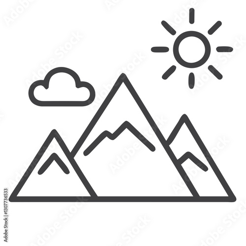 Mountain Range Icon for Outdoor Adventure Apps, Nature Tourism Websites and Environmental Education Materials about Alpine Ecosystems and Landscapes for Conservation Projects
