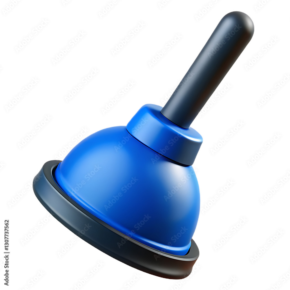 Fototapeta premium Efficient Drain Cleaning Tool: Blue and Black Plunger with Cylindrical Handle