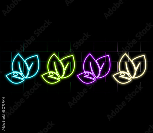 Leaf neon Icon. Ecology Vector trendy colored symbols. Eco concept. Glowing illustration for design..green color