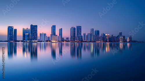 modern city skyline at night