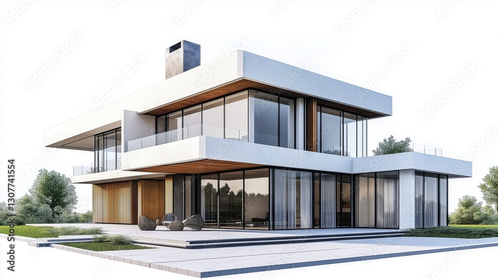 white modern house isolated on white background. white modern house isolated on white background.