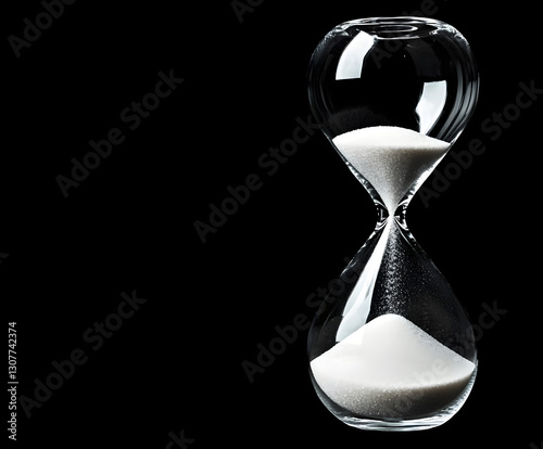 hourglass on black background
