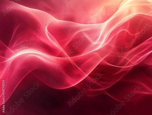 Abstract Flowing Red and Pink Light Waves