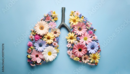 Human lungs made from dandelions. Concept of quitting smoking and healthy breathing