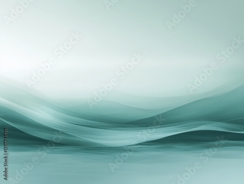 Minimalist abstract waves in soft green hues