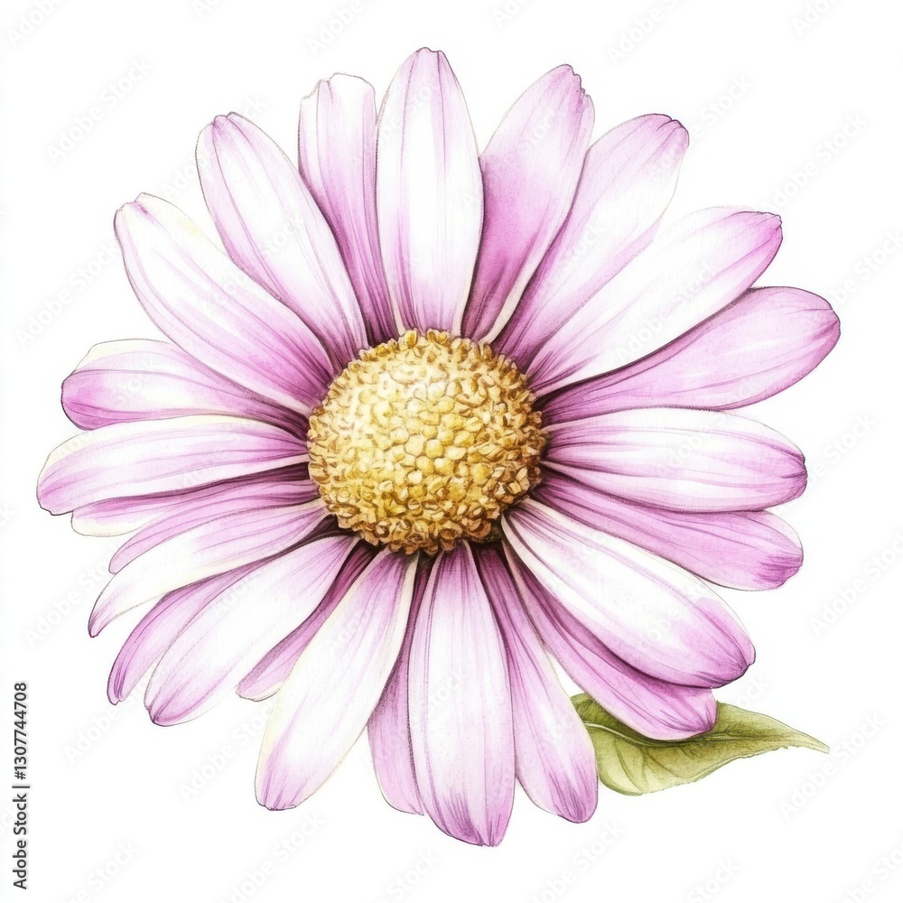 Delicate Daisy Flower Bloom with Pink and White Petals in Detailed Illustration Artistic Rendering Delicate Daisy Flower Bloom with Pink and White Petals in Detailed Illustration Artistic Rendering