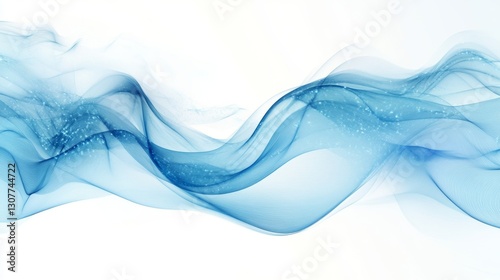 Abstract blue flowing wave background with sparkles
