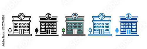 Hospital Icon Set Multiple Style Collection