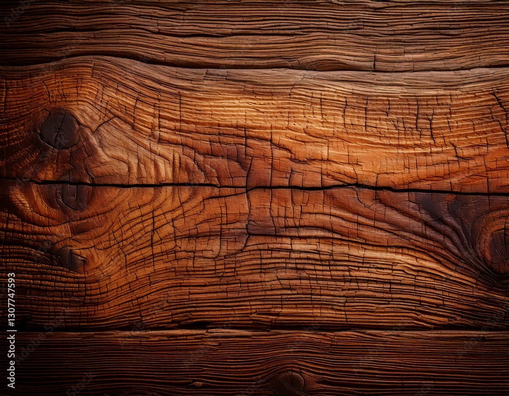 Obraz premium Primer plano de una textura de madera envejecida con vetas profundas y tonos cálidos