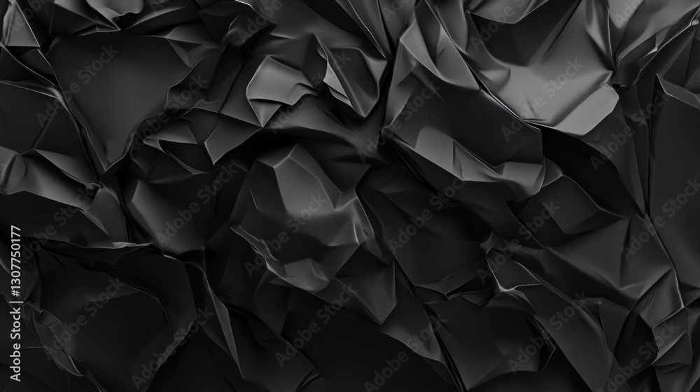 Fototapeta premium Abstract black crumpled surface background, digital art, texture, for graphic design