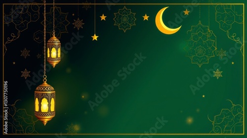 Elegant Ramadan Lantern Background Green Design