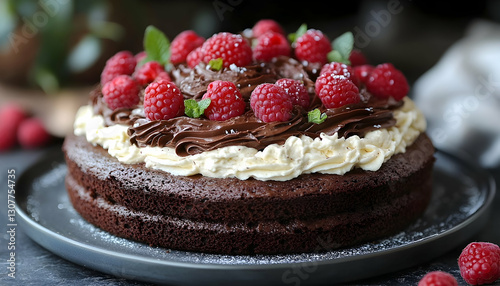 Wallpaper Mural Chocolate Raspberry Cake Dessert Photo Torontodigital.ca