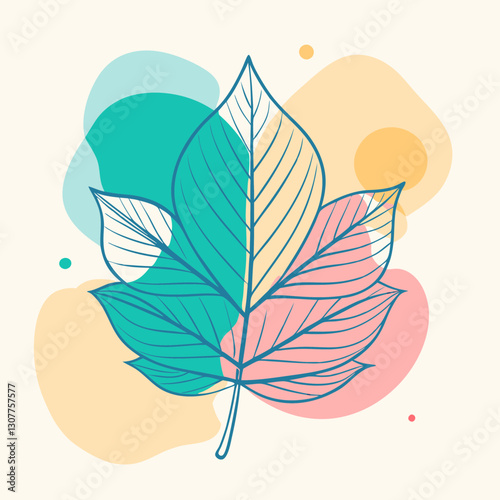 Colorful leaf icon with abstract background, nature concept
