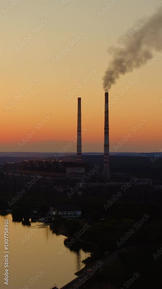 Sunset water horizon. Rural sunset river village landscape. Vertical video Sunset water horizon. Rural sunset river village landscape. Vertical video