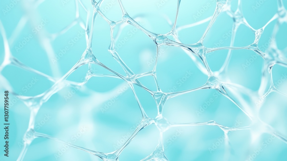 Fototapeta premium Glass network displaying crystalline interconnections against turquoise backdrop, visualizing technological connectivity and scientific communication principles