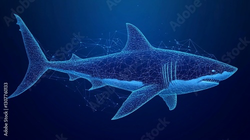 Digital Great White Shark: A Polygonal Ocean Predator photo