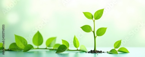 Focal point green stem isolated on white background, plants, stems, foliage
