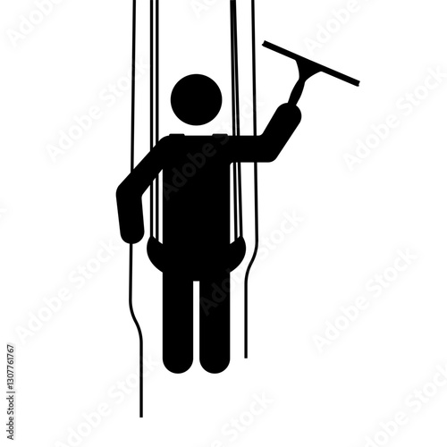 Rappel window cleaner pictogram icon illustration