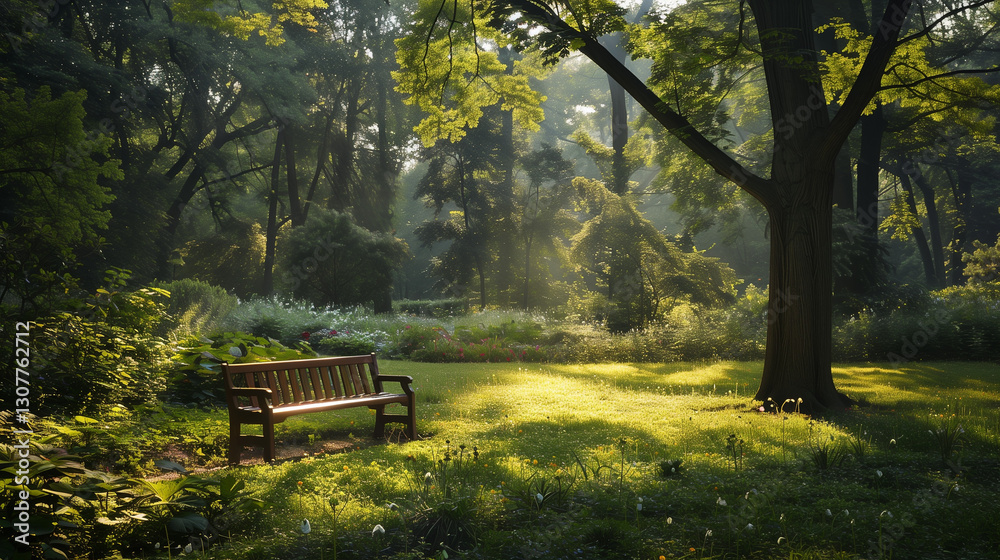 Naklejka premium bench in the park
