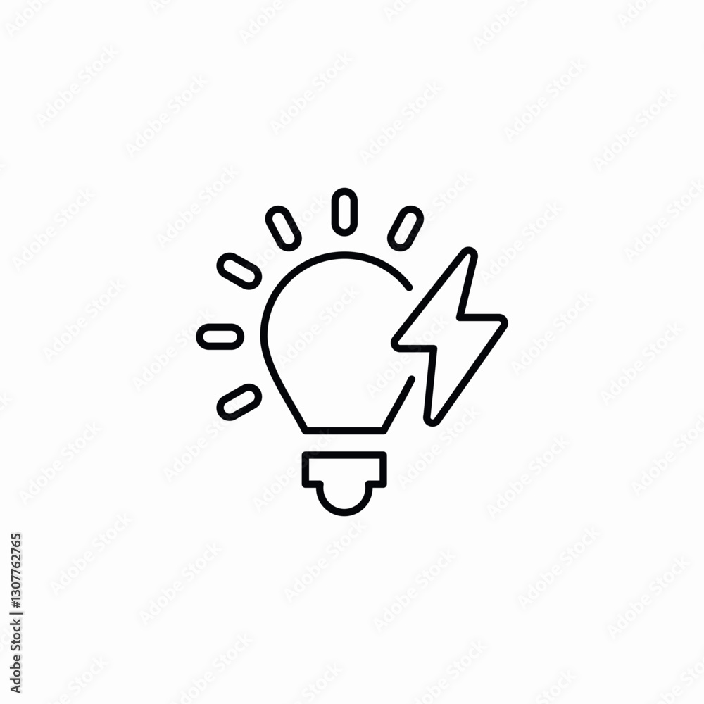 bulb lightning icon sign vector bulb lightning icon sign vector