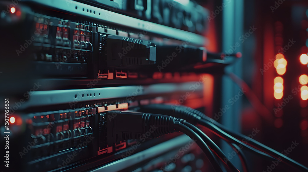 Naklejka premium network cables connected to data center